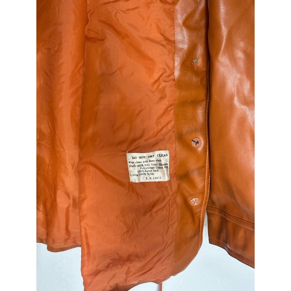 Vintage Fingerhut Fashion Jacket Cognac Brown Vinyl Coat men’s sz Large - Picture 4 of 7